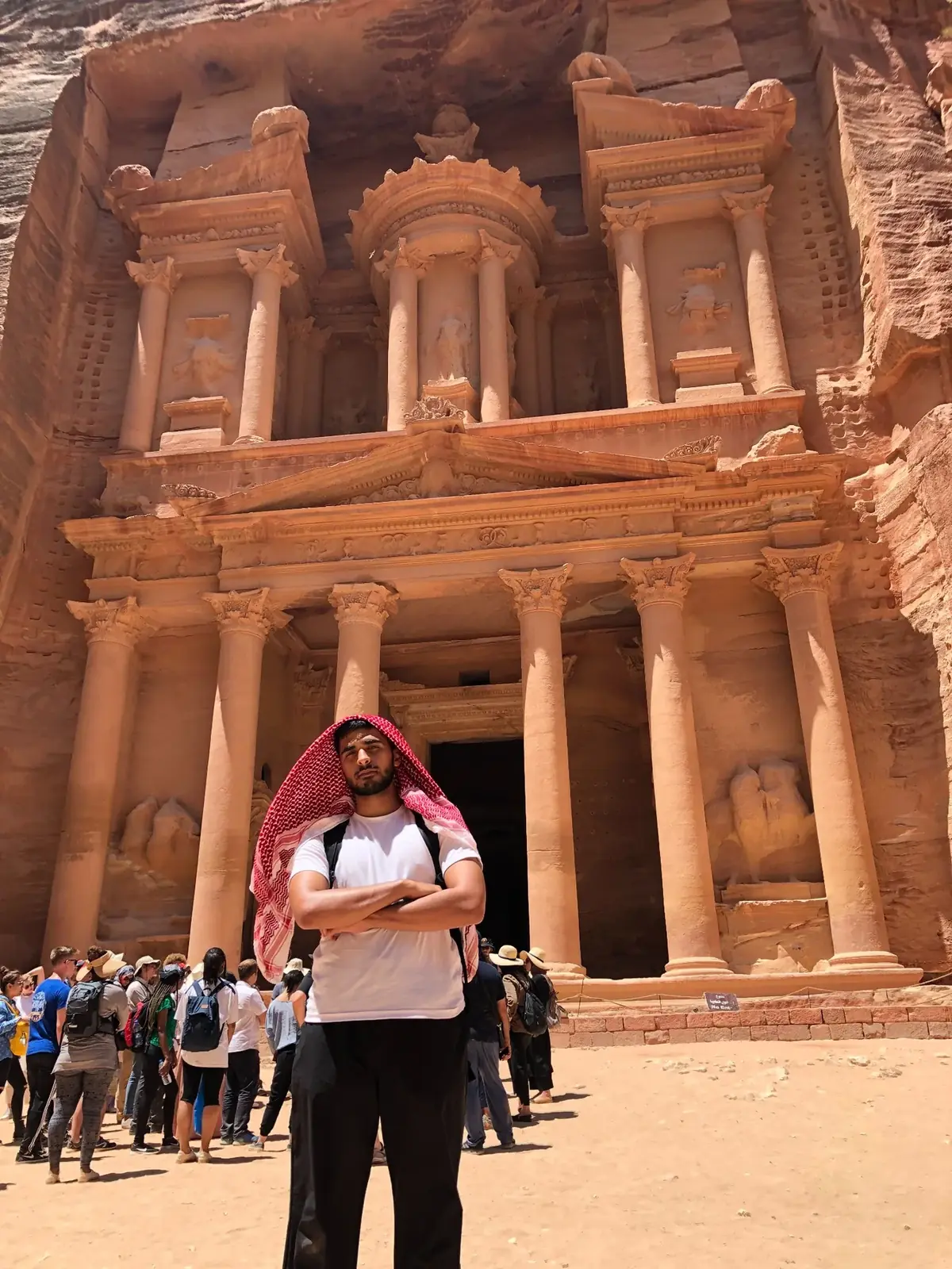 Waleed standing before the Treasury at Petra