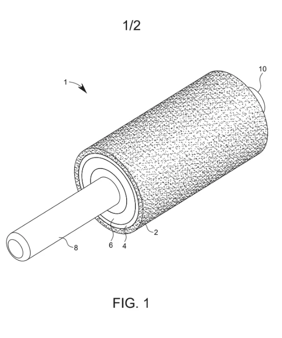 Patent illustration showing the external rolling surface and handle of the Solar Rolar sunscreen applicator